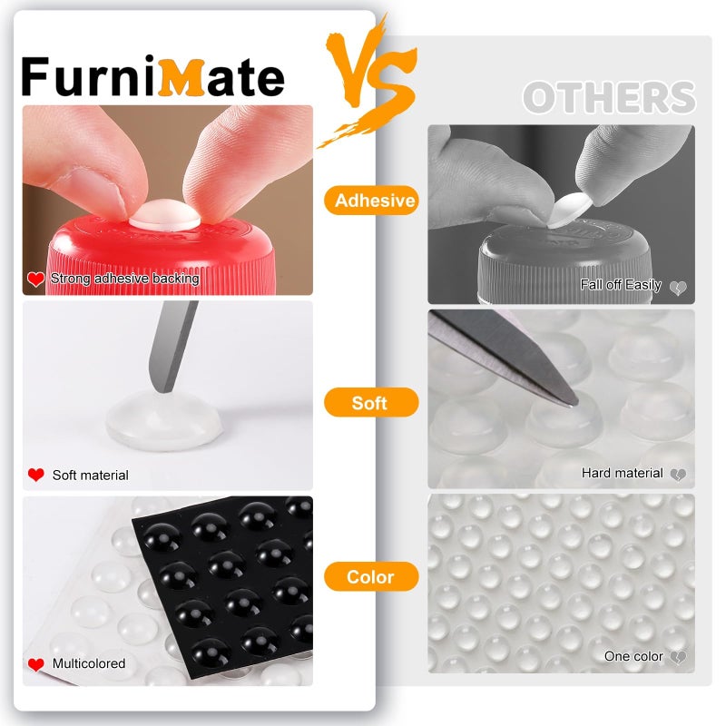 FURNIMATE Cabinet Door Bumper, Cabinet Bumpers Clear 120PCS, Cabinet Stoppers Rubber, Cabinet Cushion Drawer Stops, Rubber Cabinet Door Bumpers Sound Dampening 3/8 inch - Image 3